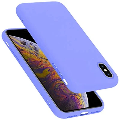 Abbildung von Cadorabo Hülle kompatibel mit Apple iPhone X/XS Silikon Handyhülle für X Case aus flüssigem Kratzfeste und stoßfeste dünne TPU Schutzhülle Liquid HELL LILA