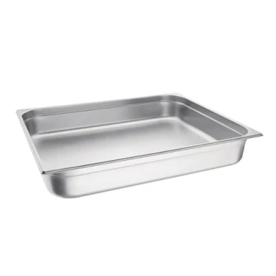 Abbildung von Vogue 2/1 Gastronorm Wanne aus Edelstahl, 100 mm tiefer Nahrungsmittelbehälter