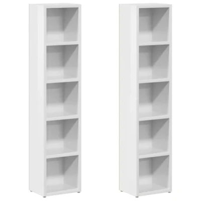 Abbildung von vidaXL CD Regal Regale 2 Stk. Hochglanz Weiß 21x16x93,5 cm Holzwerkstoff, tlg.