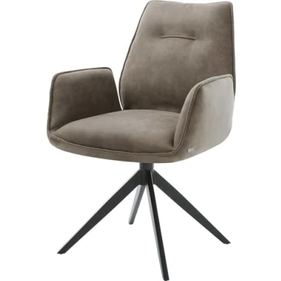 Abbildung von Drehstuhl Zoa Flex Mikrofaser Taupe Vintage Kreuzgestell breit Schwarz 360 drehbar Wippfunktion Taschenfederkern