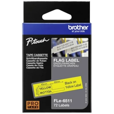 Abbildung von Brother FLe 2511 6511 Schriftbandkassette, schwarz/gelb, FLE6511, schwarz auf gelb