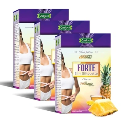 Abbildung von Qualuca Slim Silhouette Forte Schlankheits Tee mit Ananasgeschmack Sennesblätter Grüner Packung 3 90 Teebeutel