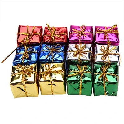 Abbildung von Weihnachtsbaum Mini Geschenkbox Anhänger Dekoration für Indoor Outdoor Weihnachten Party 12pcs