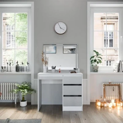 Abbildung von Vicco Schminktisch Sherry, Weiß Hochglanz, 90 cm mit LED Spiegel (3 St)