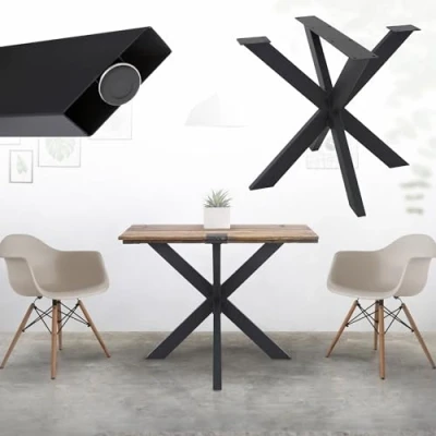 Abbildung von ML Design Tischbein Tischgestell Spider Kreuzgestell Schwerlast aus Stahl für DIY, Tischfüße X 85x71x85 cm Schwarz Industriedesign