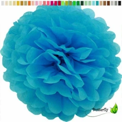 Abbildung von Creativery 1 Papier Pompon 35cm NEU (türkis 340) // Pompoms Bommel Kugel Seidenpapier Pom Deko Hängedeko Raumdeko Blumen
