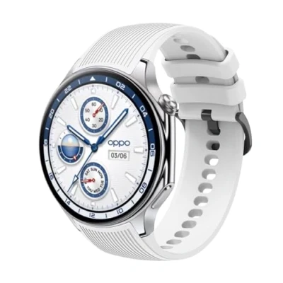 Abbildung von GIOPUEY Armband Kompatibel mit OnePlus Watch 2/2R, Weiches Silikon [Verschleißfest] [Atmungsaktiv] Ersatzarmband White