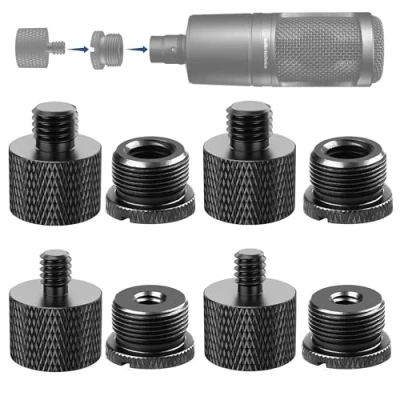 Abbildung von IXTECH Mic Stand Adapter Set 8 Stück Metall Mikrofonständer Schraubgewinde 5/8 Buchse auf 3/8 Stecker 1/4