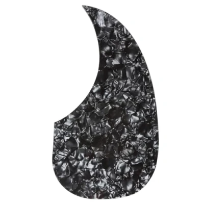 Abbildung von Musiclily Übergroße Teardrop Schlagbrett Selbstklebender Pickguard für Martin D28 Style Akustikgitarre, Black Pearl