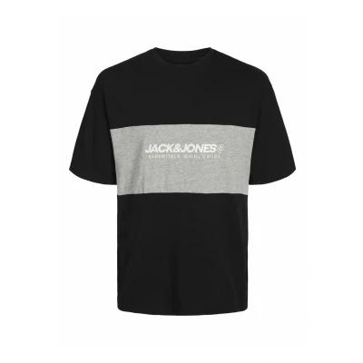 Abbildung von Jack &amp; Jones Jjelegacy Blocking TEE Oneck Tshirt print, Herren, Größe: 4XL, Black