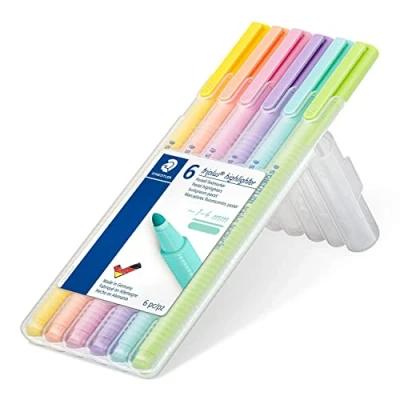 Abbildung von STAEDTLER Textmarker triplus highlighter, ergonomische Dreikantform, hohe Qualität Made in Germany, Set mit 6 Pastell Farben, Linienbreite 1 4 mm, 362 CSB6