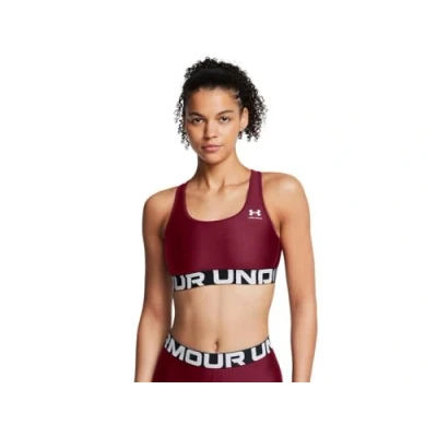 Abbildung von Under Armour Authentics MID Branded Sportbh mit mittlerer Stützkraft, Damen, Größe: Small, Cardinal/white