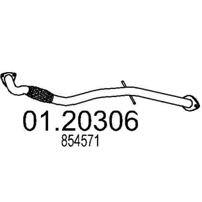 Abbildung von MTS 01.20306 Abgasrohr 1110 vorne für Mittelschalldämpfer OPEL: Astra J Schrägheck