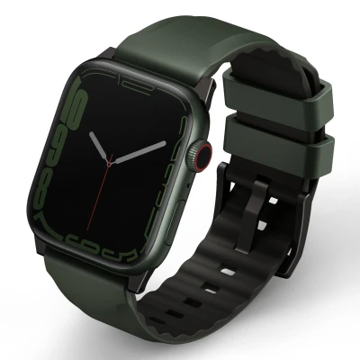 Abbildung von Uniq Apple Watch Armband Silikon und TPU (weich) Grün Geeignet für 1 9 / SE Ultra (2) 42/44/45/49 mm Moosgrün