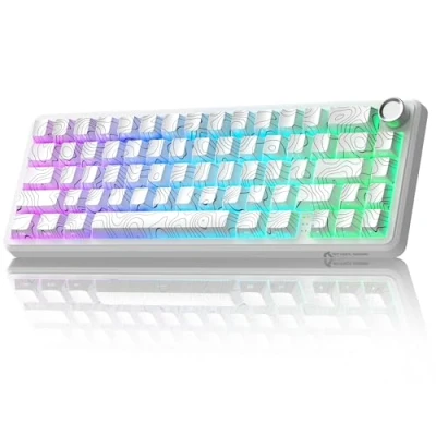Abbildung von ATTACK SHARK X65PRO HE Rapid Trigger Kabellose Gaming Tastatur, 0,01mm RT Genauigkeit 8000Hz Kabelgebundene RGB Magnetic Switches, Einstellbare Betätigung, Snap Tap, für PC/Mac, Weiß