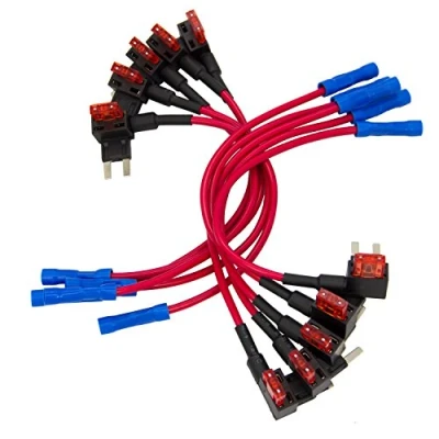 Abbildung von WinPower 10 Stück Mini Autosicherungen Stromdieb, Stecksicherung Verteiler Flachsicherungsadapter 10A Sicherung Tap Adapter Sicherungshalter