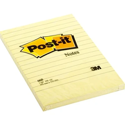 Abbildung von Post it® 660 Haftnotizen 6 Blöcke à 100 Blatt, gelb, liniert (102 x 152 mm) gelb