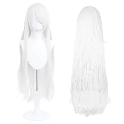 Abbildung von 100cm lange Perücke, universelle Anime Kostüm Cosplay perfekt für Party, täglichen Gebrauch, Festivals und Halloween, ideal TV, Film, Charakter (Weiß)