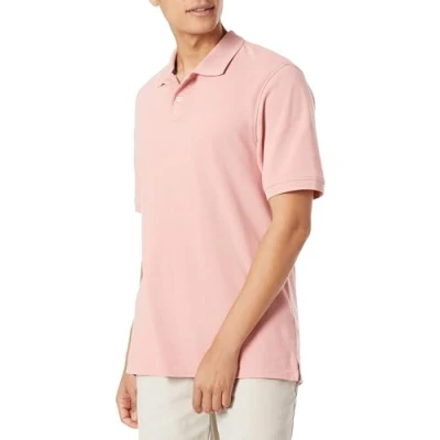 Abbildung von Amazon Essentials Herren Polohemd mit normaler Passform aus Baumwollpiqué (erhältlich in Big &amp; Tall), Rosa, XS