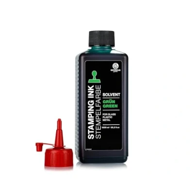 Abbildung von 1000 ml Solvent Stempelfarbe grün, auf Lösemittelbasis für nichtsaugende und nichtporöse Untergründe, lasierend
