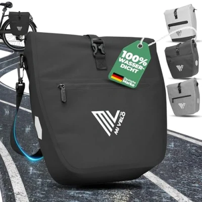 Abbildung von MIVELO 2in1 Fahrradtasche für Gepäckträger Gepäckträgertasche wasserdicht Inkl. gepolstertem Laptopfach &amp; Schultergurt Tasche Fahrrad I Packtasche 20L (Schwarz)