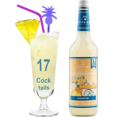 Abbildung von Virgin Colada Cocktail alkoholfrei Bar Premix für 17 fertige Cocktails Flasche 0,7l komplett mit Zutaten Einfach Ananassaft mixen, fertig