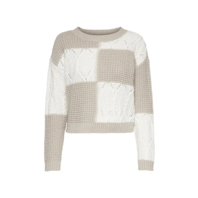 Abbildung von ONLY Jdyjusty L S MIX Structure Strickpullover, Damen, Größe: XS, Cement