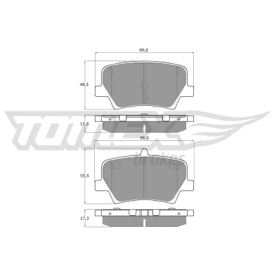 Abbildung von TOMEX brakes TX 19 17 Bremsbelagsatz Hinterachse nicht für Verschleißwarnanzeiger vorbereitet mit Zubehör VOLVO: XC40