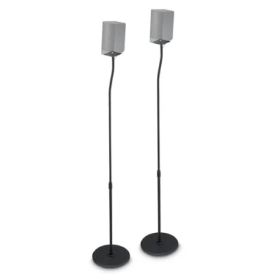 Abbildung von Hama Lautsprecherständer Set für Mini Boxen, Rear Lautsprecher, verstellbar Lautsprecherständer, (höhenverstellbar max. Höhe 120 cm, Boden, universal, verstellbar)