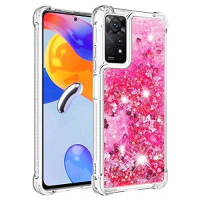 Abbildung von KBIKO zxl Kompatibel mit Xiaomi Redmi Note 11 Pro 4G Glitzer Flüssig Hülle, Handyhüllen Flüssigkeit Farbverlauf Sternen Süß Clear Silikon Bumper Schutzhülle für 5G.Pink YBL