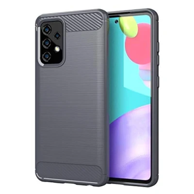 Abbildung von Cadorabo Hülle kompatibel mit Samsung Galaxy A72 4G / 5G Schutzhülle TPU Silikon Case Karbon Optik Slim Kratzfest Weiche Gummi Rundumschutz für in Grau