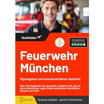 Abbildung von Feuerwehr München Eignungstest und Auswahlverfahren bestehen: Dein Trainingspaket mit tausenden Aufgaben inkl. App für deine Bewerbung: Logik, Mathe, technisches Verständnis, Sprache mehr