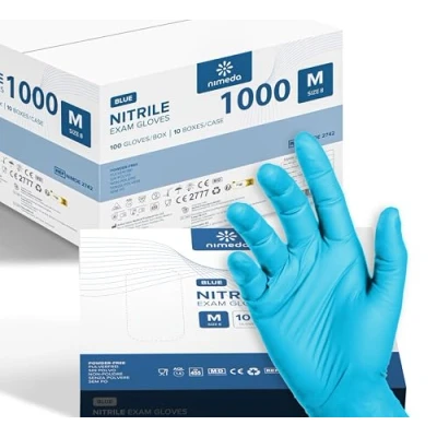 Abbildung von Kemes Nitrilhandschuhe M 1000 Stück Hellblau Einweghandschuhe Latexfrei Puderfrei Nitril Gloves Größe Medium