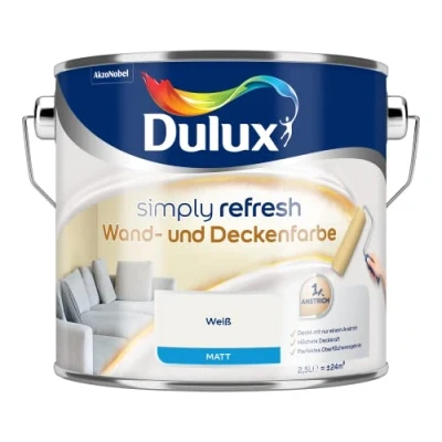 Abbildung von Dulux Simply Refresh Wand und Deckenfarbe Weiss 2,5l