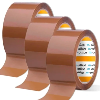 Abbildung von m office Klebeband, braunes Rolle für Kartonverpackungen, Versand, Umzug und Handwerk, sichere robuste Versiegelung, Klebeband (3 Stück, 36 mm x 66 m)