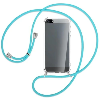Abbildung von mtb more energy Handykette kompatibel mit Apple iPhone 5, 5S, SE 2016 (4.0&#039;&#039;) türkis Smartphone Hülle zum Umhängen Anti Shock Full TPU Case