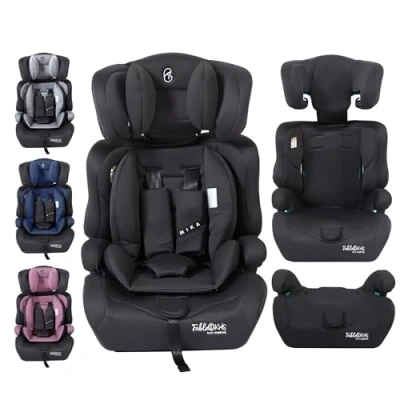 Abbildung von FableKids Kinderautositz 3 Punkt Sicherheitsgurt Autokindersitz ab 15 M. Autositz für Kinder 76 150 cm Kindersitz einstellbare Kopfstütze ECE R129/03 Verstellbar 44,5x41x68 75cm Schwarz