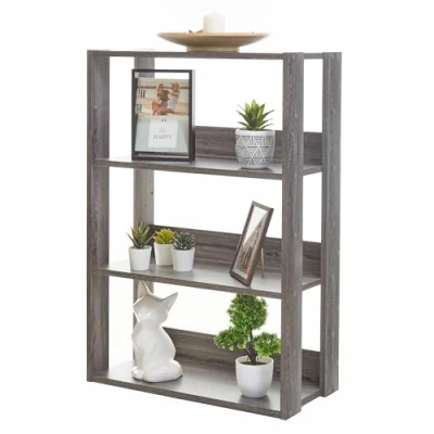 Abbildung von Iris Ohyama, Bücherregal, Regal auf 3 Ebenen, Regale alle 14 cm verstellbar, Stabil, Industriell, Waschküche, Wohnzimmer, Flur, Schlafzimmer, Büro Open Wood Rack OWR 600 Graue Eiche