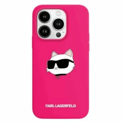 Abbildung von CG Mobile Karl Lagerfeld KLHMP15LSCHPPLF Hülle für iPhone 15 Pro 6.1&quot; Rosa hardcase Silicone Choupette Head