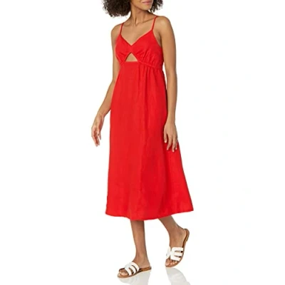 Abbildung von The Drop Maci Strappy V Neck Cut Out Smocked Back Midi Dress Kleider, Feuerrot, Medium