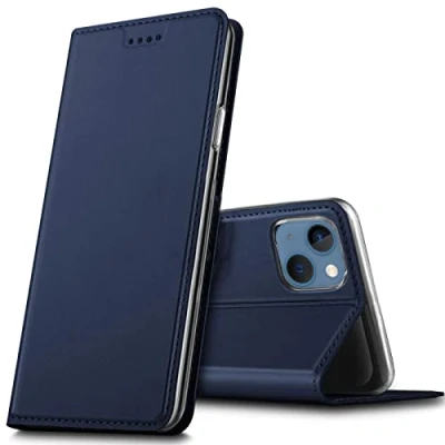 Abbildung von Verco Handyhülle für iPhone 13, Premium Handy Flip Cover Apple 13 Hülle [integr. Magnet] Book Case PU Leder Tasche, Blau