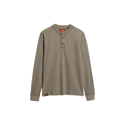 Abbildung von Superdry Vintage Textured Grandad Langarmshirt, Herren, Größe: Small, Morel brown