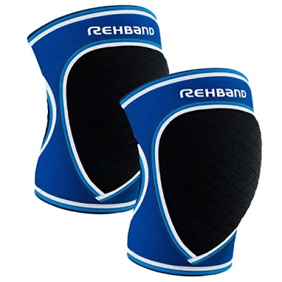 Abbildung von Rehband Knieschützer für Volleyball, Handball &amp; Hallensport, Neopren Knieschoner komfortabel enganliegend, Sport Knieprotektor Damen Herren, Farbe:Blau 1 Paar, Größe:M
