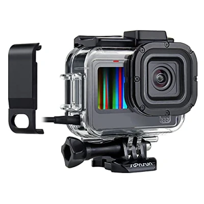 Abbildung von SOONSUN Seitent眉rabdeckung + Skelett Schutzrahmen Geh盲use Case f眉r GoPro Hero 9 Schwarz mit 2 Zubeh枚rschuh Halterungen, Laden ohne Entfernen des Geh盲uses, ideal Vlog Aufnahmen
