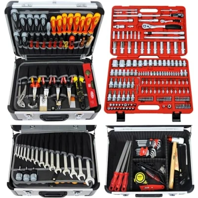 Abbildung von FAMEX Werkzeugset 414 18 PROFESSIONAL, Alu Werkzeugkoffer, Kapazität 30 kg, mit 174 tlg. Steckschlüsselsatz