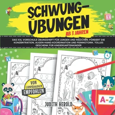 Abbildung von Schwungübungen ab 3 Jahren: Vorschule Übungsheft zur Förderung der Konzentration, Feinmotorik und Augen Hand Koordination. Ideales Geschenk für die Jungen Mädchen