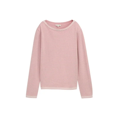 Abbildung von TOM Tailor MIT Ubootausschnitt Strickpullover, Damen, Größe: Medium, Rose bubble knit stripe