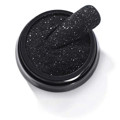 Abbildung von 1 Box Laser Shining Zucker Nagel Glitter Pulver Nail Art Pigment Staub Maniküre Dekorationen Schwarz Weiß