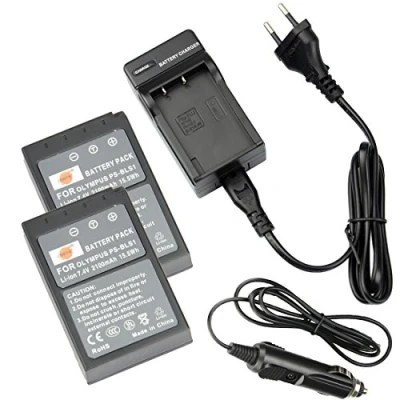 Abbildung von DSTE 2 Stücke Batterie Akku und Kanäle Dual USB Quick Ladegerät Kit für Olympus PS BLS1 BLS 1 E 400 410 420 450 600 620 P1 P2 P3 PL1 PL3 PM1 Camera