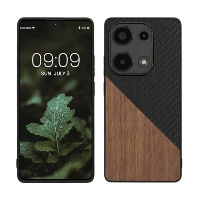 Abbildung von kwmobile Hülle kompatibel mit Xiaomi Redmi Note 13 Pro 4G Handyhülle Handy Schutzhülle Smartphone Cover Dunkelbraun Schwarz